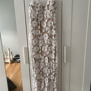 Hello Molly White Floral Lace Maxi Dress